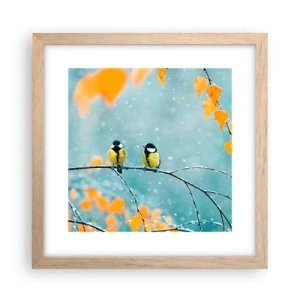 Poster in light oak frame - Birdy Gossip - 30x30 cm
