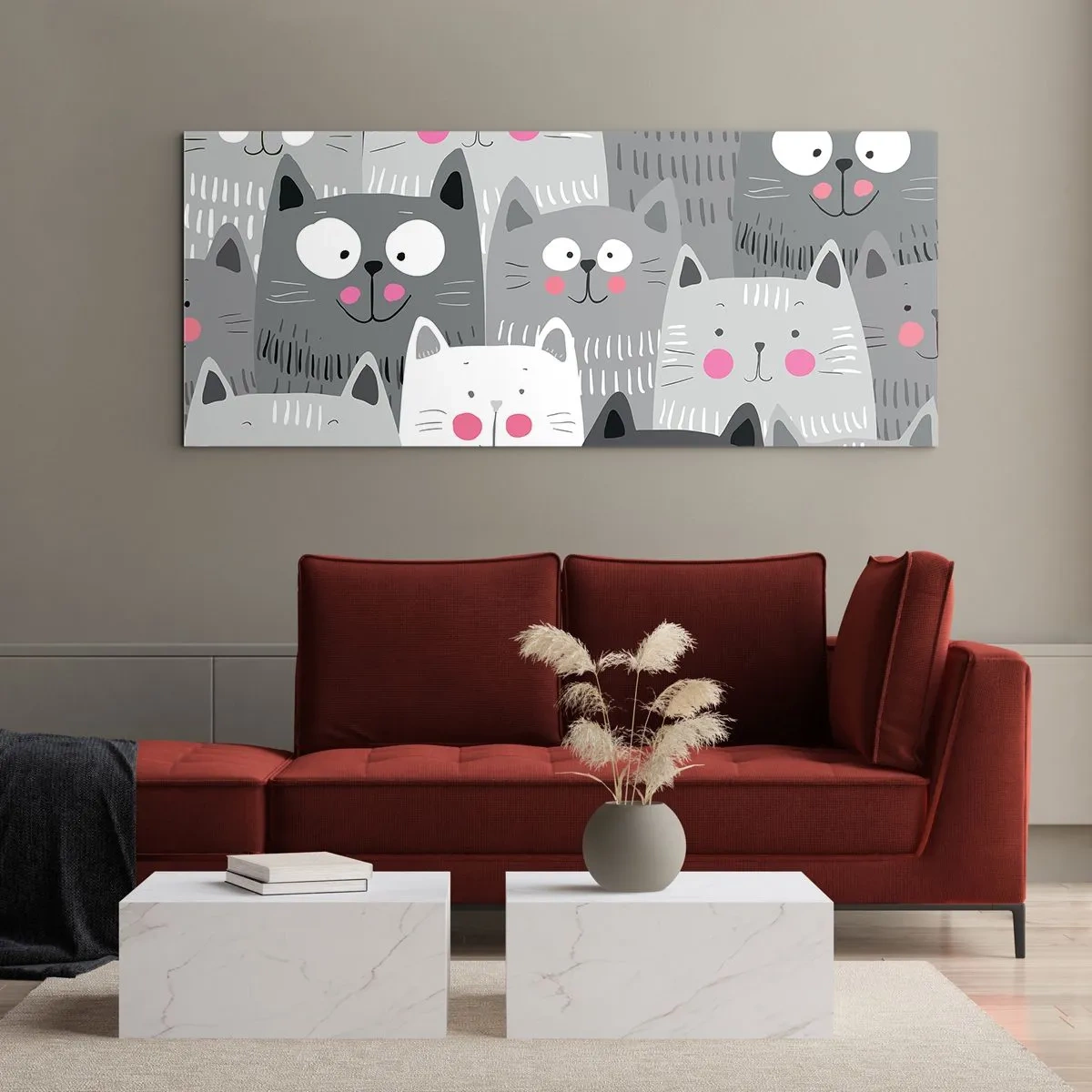 Glass picture - Cat's World - 120x50 cm