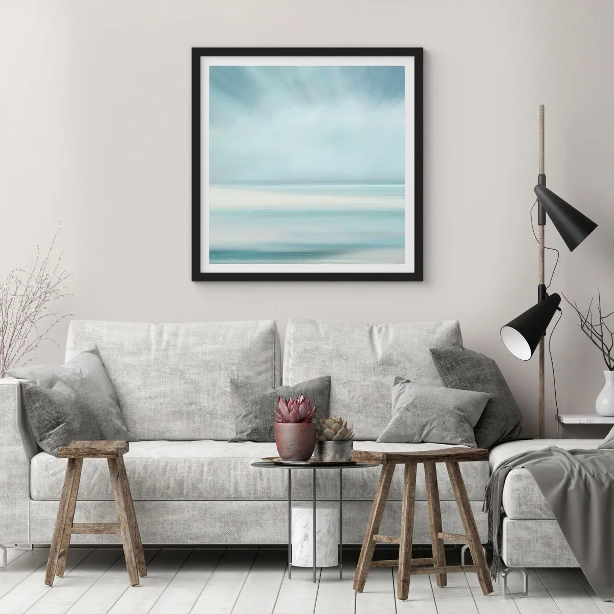 Poster in black frame - Calm up to the Horizon - 30x30 cm
