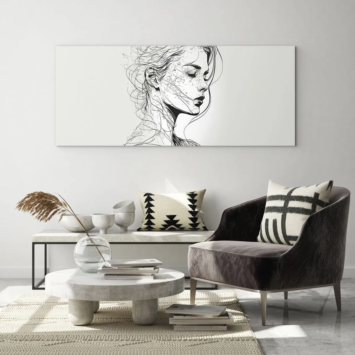 Glass picture - Portrait in Thoughts - 100x40 cm
