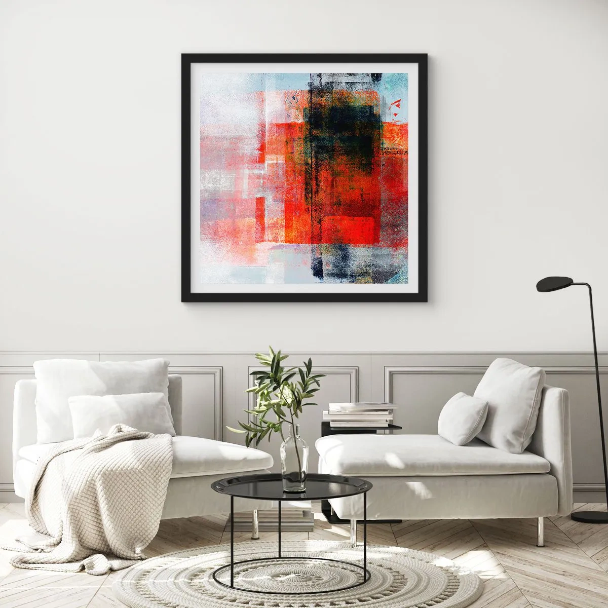 Poster in black frame - Glowing Composition - 40x40 cm