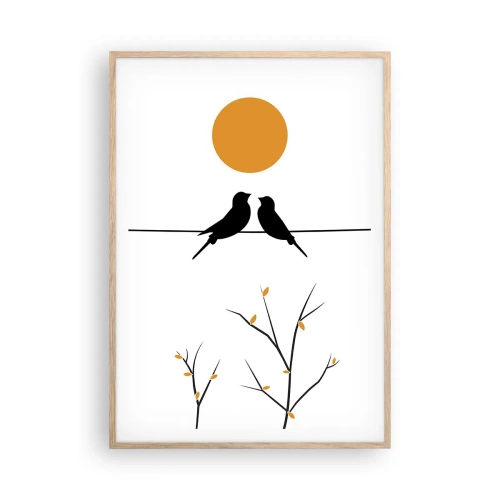 Poster in light oak frame - Nightingale Evening - 70x100 cm