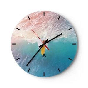 Wall clock - Clock on glass - Ocean Rider - 40x40 cm