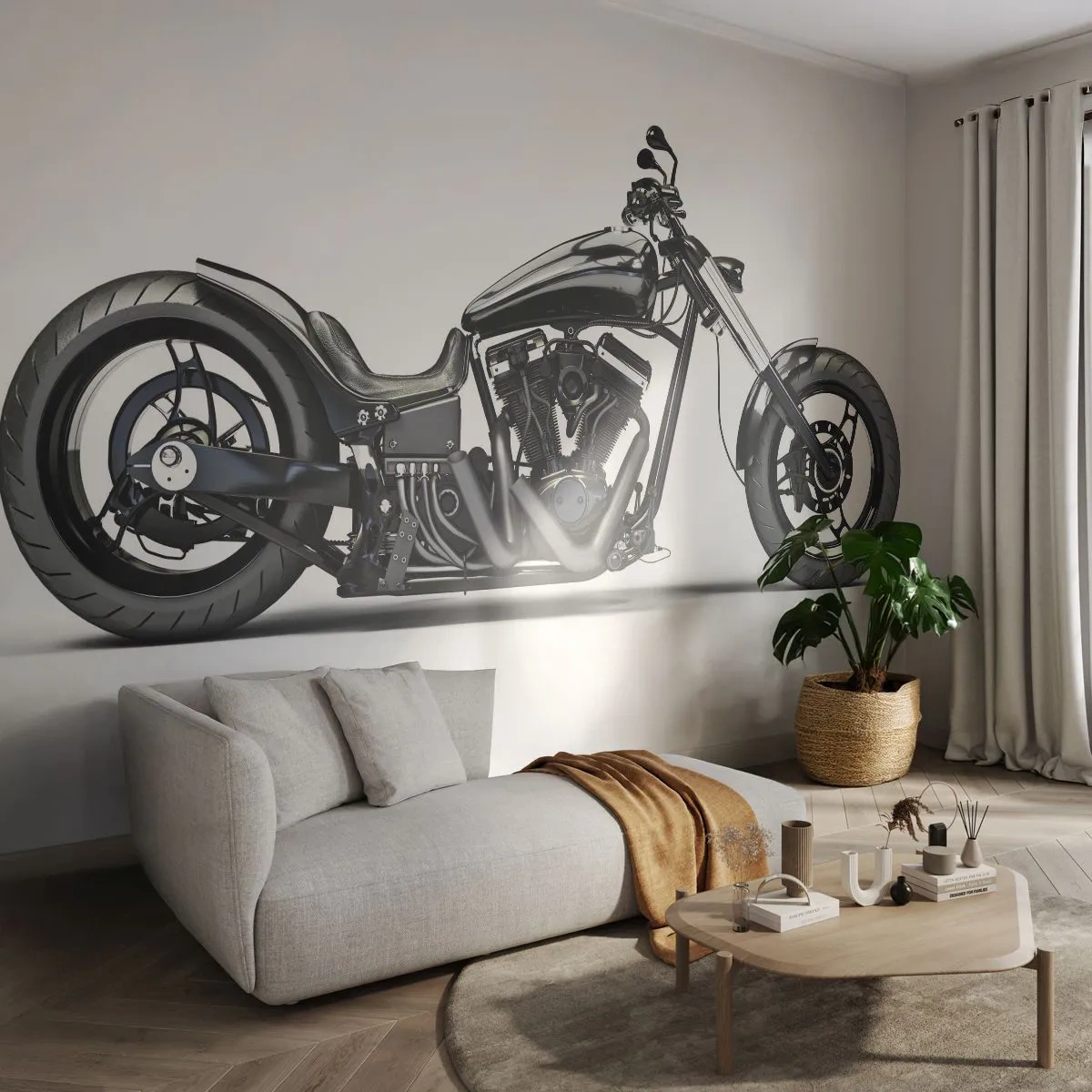 Self-Adhesive Photo Wallpaper Deluxe Sticker - For Lovers of Freedom - Automotive, Motorbike, Chopper - 250x175 cm