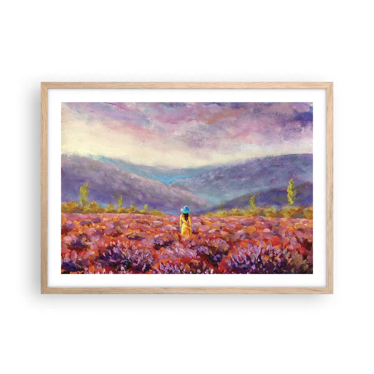 Poster in light oak frame - In Lavendar World - 70x50 cm