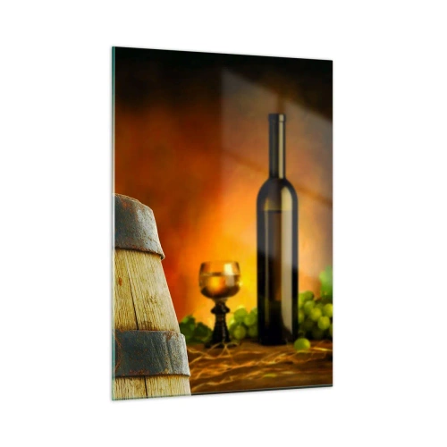 Glass picture - Still Life with a Bottle of Wine and a Bunch of Grapes - 50x70 cm