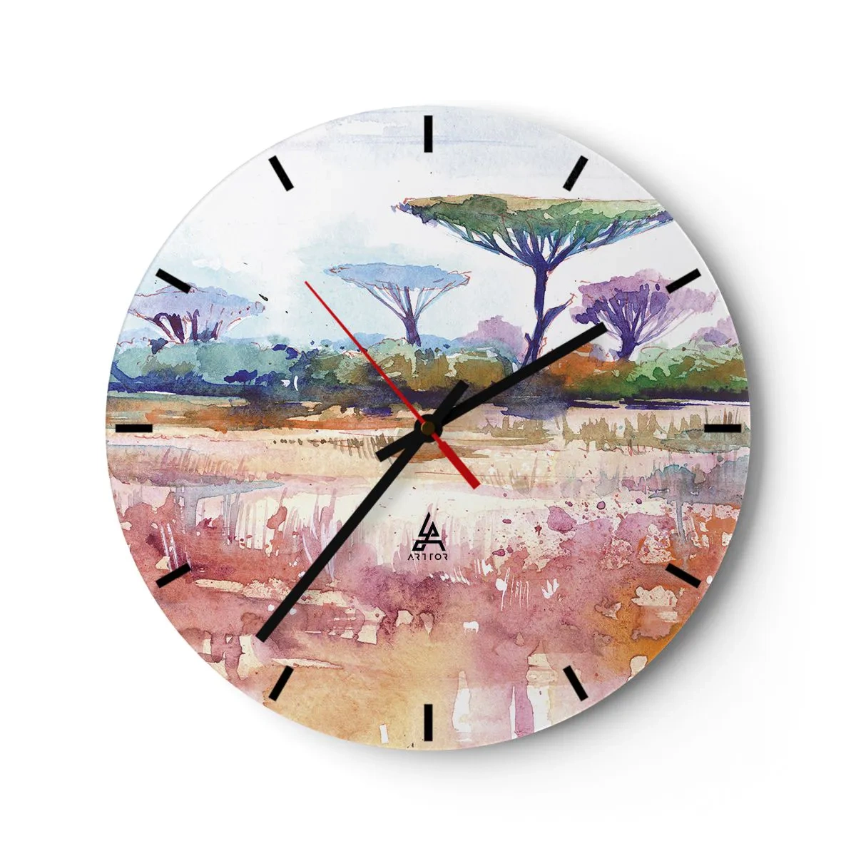 Wall clock - Clock on glass - Colour of Savannah - 40x40 cm