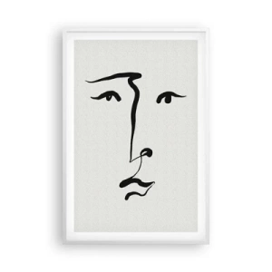 Poster in white frmae - Portrait with One Stroke - 61x91 cm