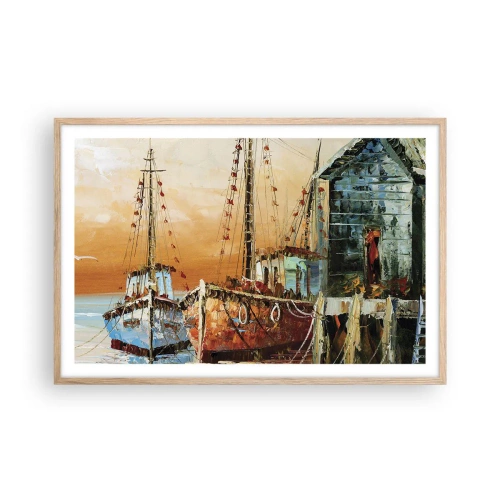 Poster in light oak frame - Calm Return - 91x61 cm