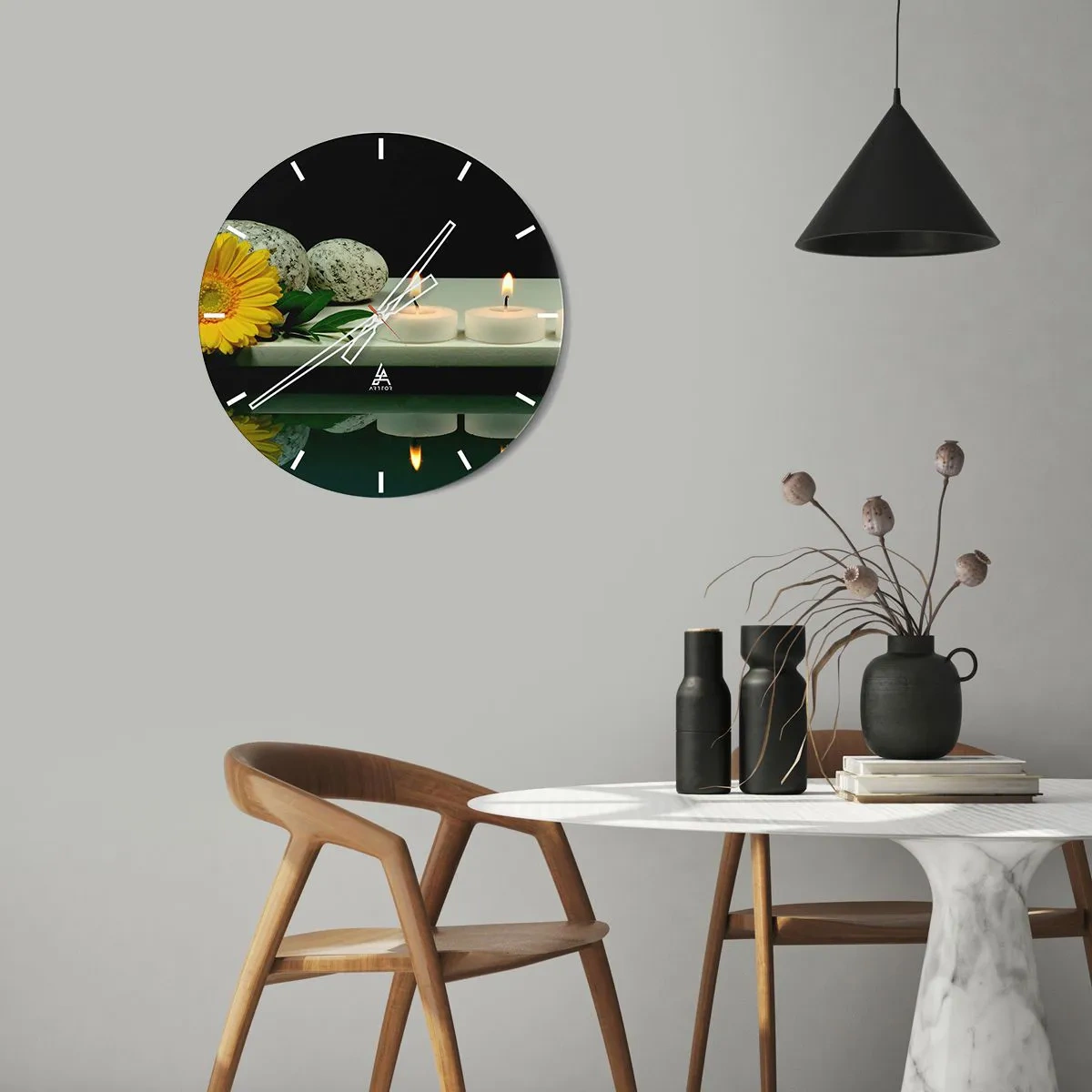 Wall clock - Clock on glass - Soothing of the Senses - 40x40 cm