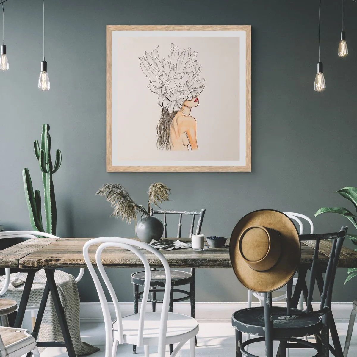 Poster in light oak frame - Crowned Beauty - 30x30 cm