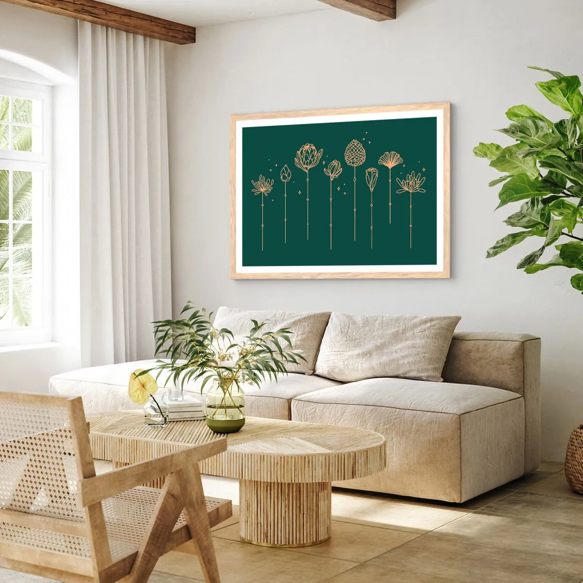 Poster in light oak frame - The Herb Family - 40x30 cm