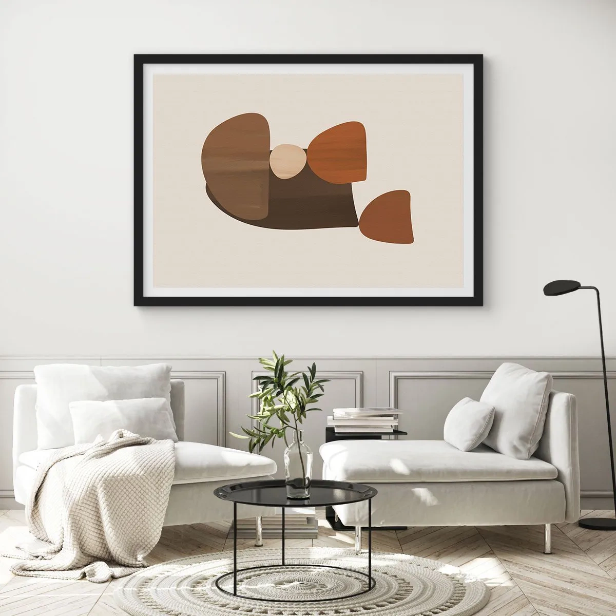 Poster in black frame - Composition in Brown - 50x40 cm