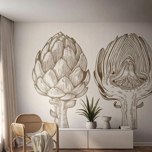 Photo Wallpaper Premium Canvas - Anatomy Lesson - Artichoke, Kitchen, Vegetables - 300x210 cm