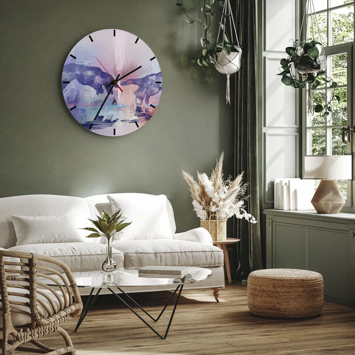 Wall clock - Clock on glass - Godly Spark of Life - 30x30 cm