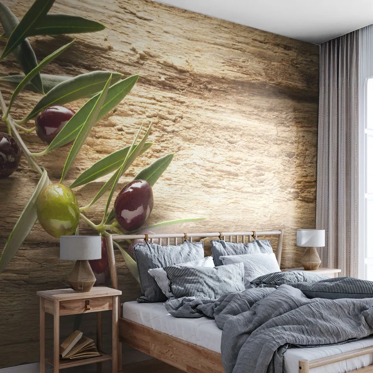 Self-Adhesive Photo Wallpaper Deluxe Sticker - Straight from Nature - Olive branch, Nature, Olives - 500x350 cm