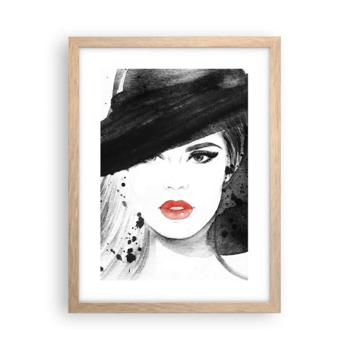 Poster in light oak frame - Lady in Black - 30x40 cm