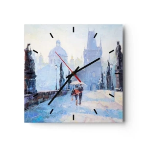 Wall clock - Clock on glass - Rain Enchanted Us - 30x30 cm