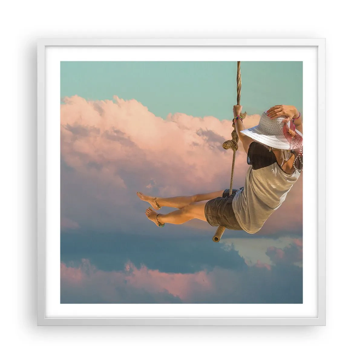 Poster in white frmae - Fun in the Clouds - 60x60 cm