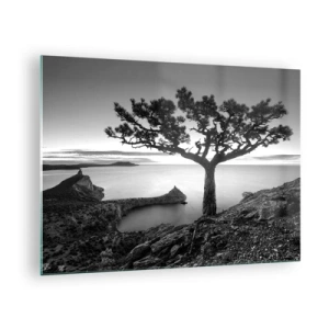 Glass picture - A tree on a cliff overlooking the bay - 70x50cm - Quiet All Around - Modern wall decoration for the living room and bedroom ARTTOR