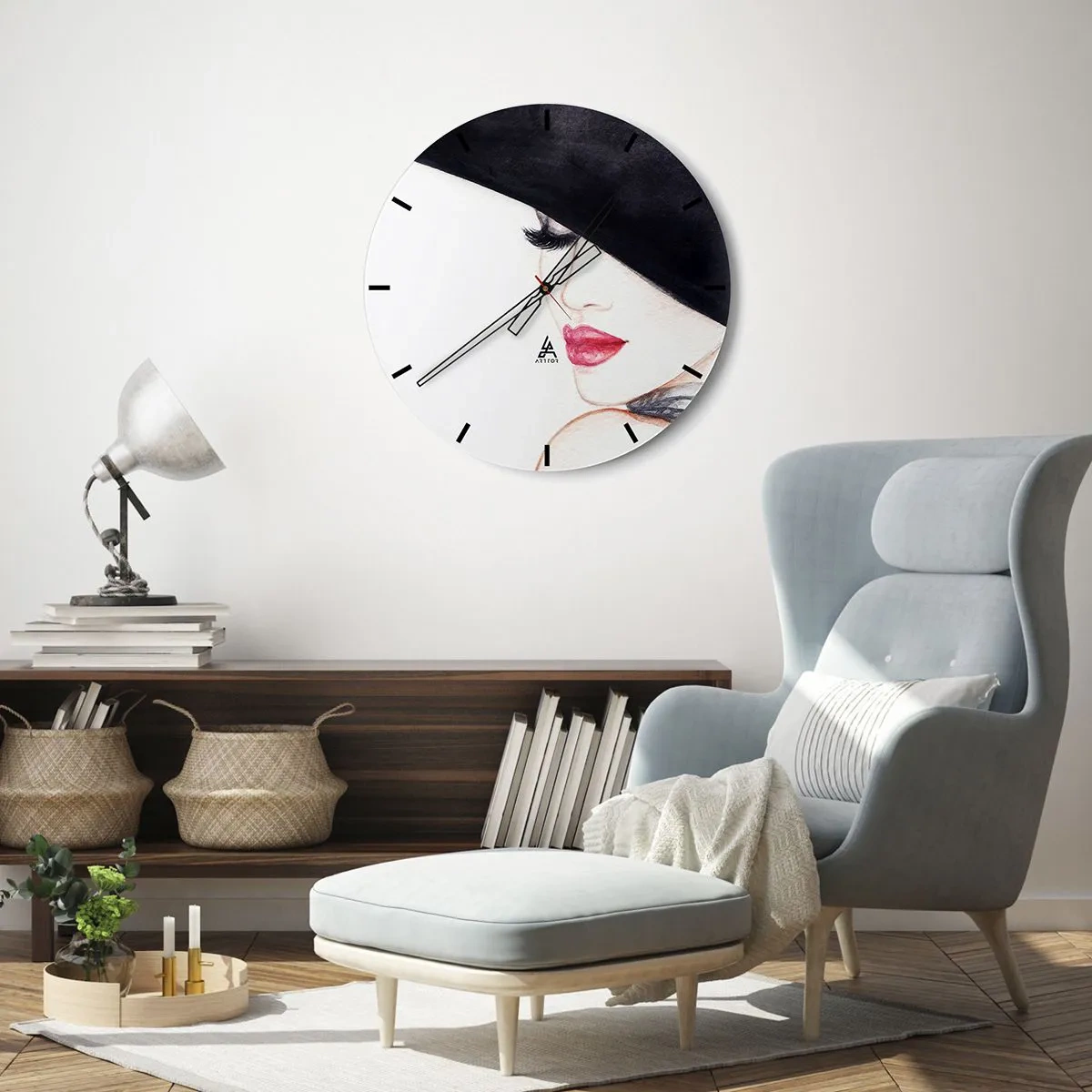 Wall clock - Clock on glass - Elegance and Sensuality - 40x40 cm