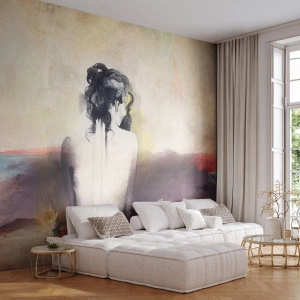 Photo Wallpaper Premium Canvas - Gentle Lines, Oval Shapes - Woman, Body, Piece - 100x70 cm