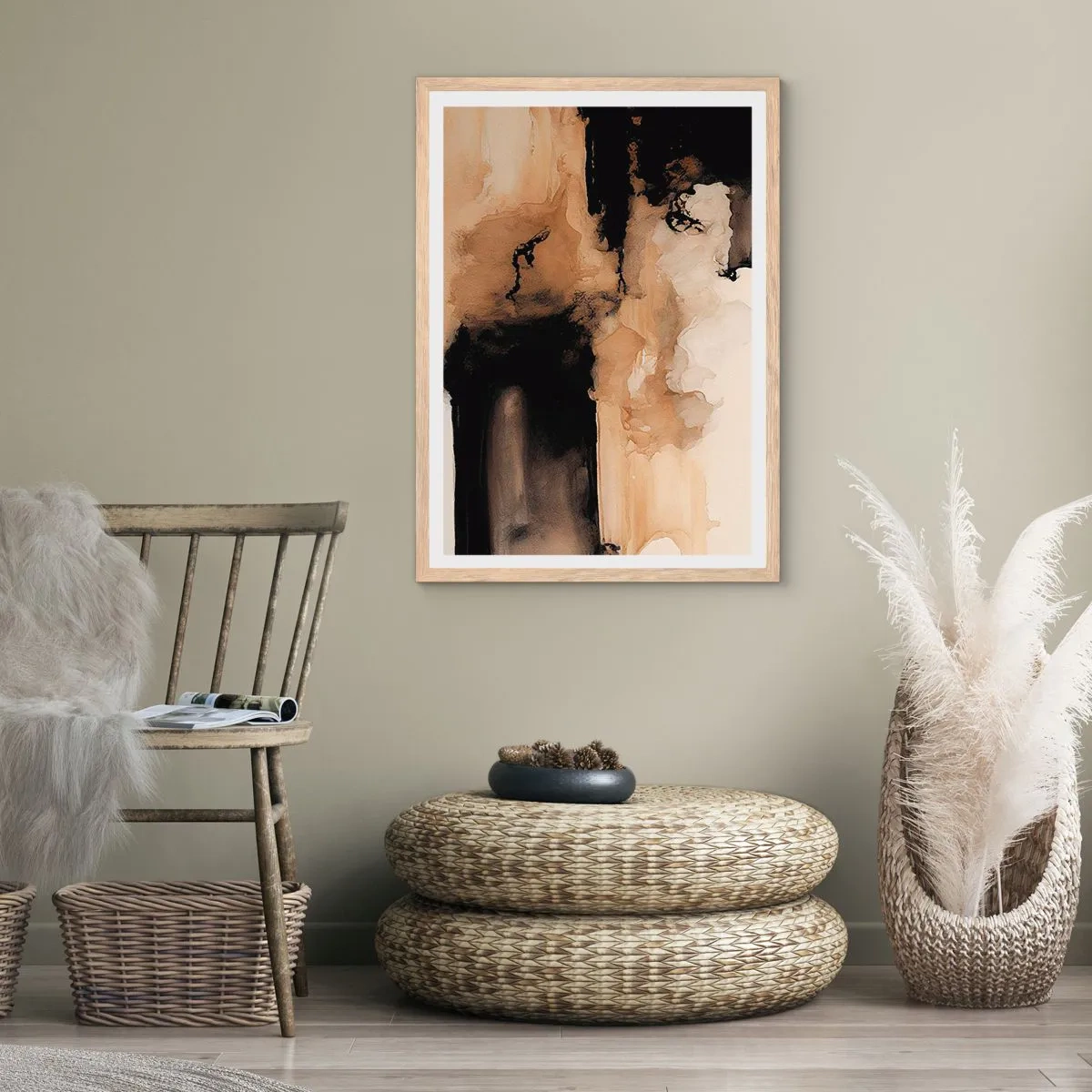 Poster in light oak frame - Intriguing Abstract - 61x91 cm