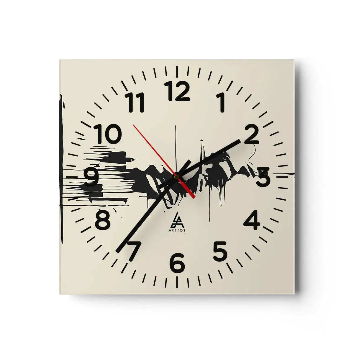 Wall clock - Clock on glass - Hasty Abstract - 40x40 cm