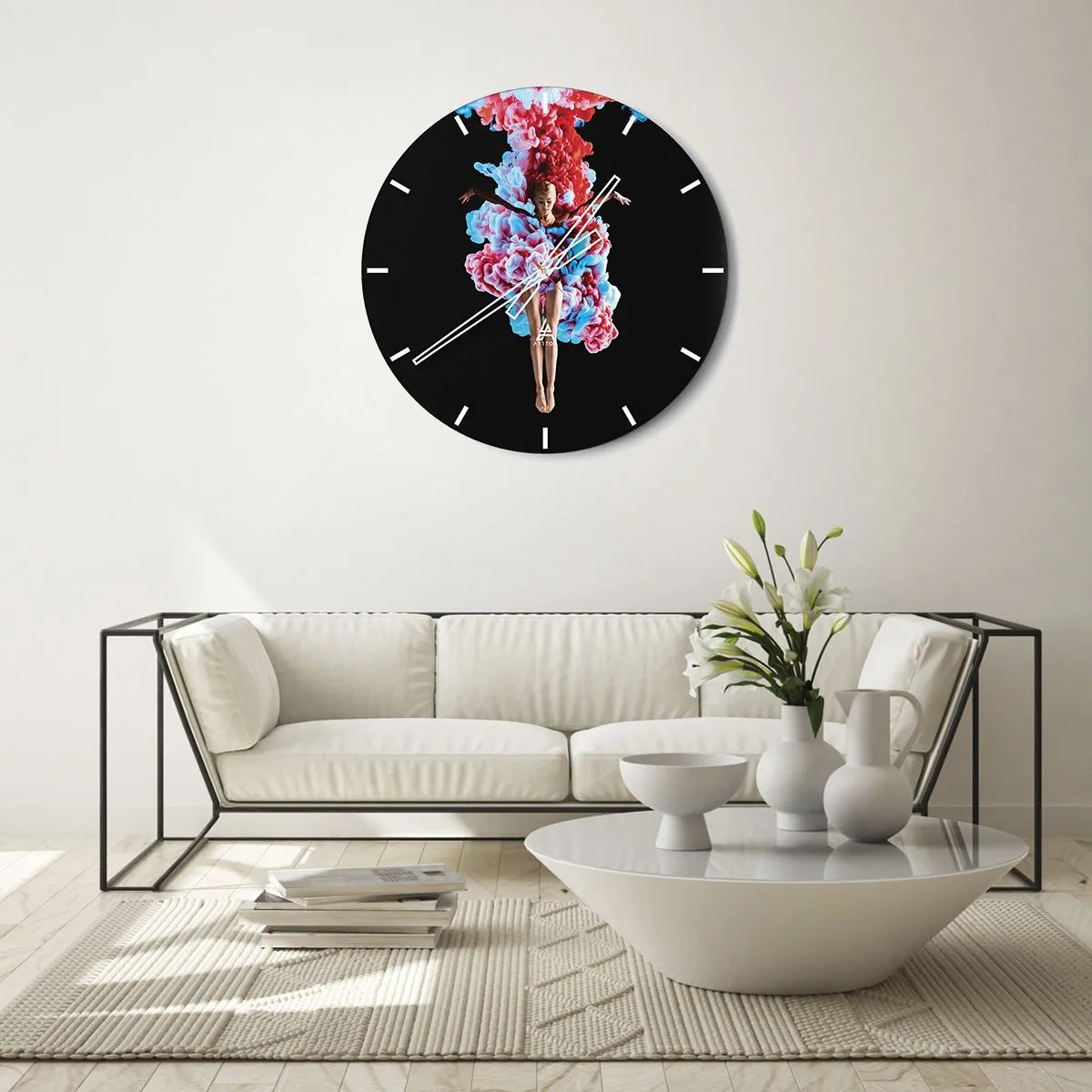Wall clock - Clock on glass - In Full Bloom - 40x40 cm
