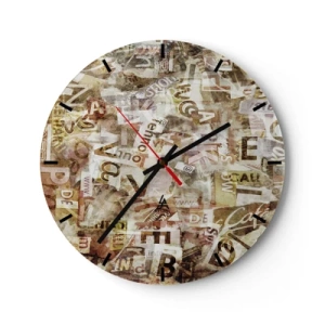 Wall clock - Clock on glass - Jumbled up Words - 40x40 cm