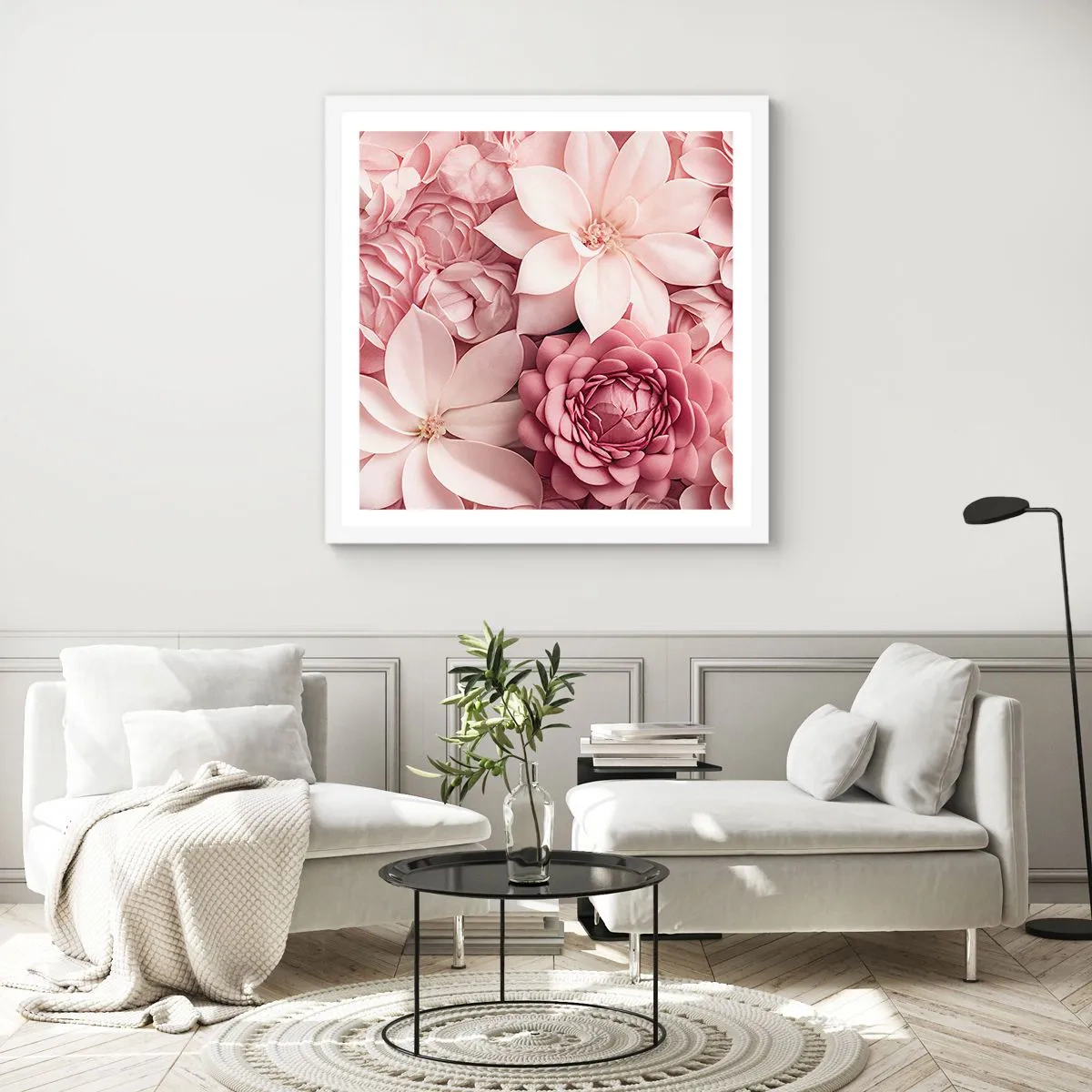 Poster in white frmae - In Pink Petals - 50x50 cm