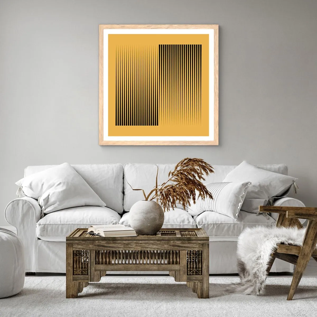 Poster in light oak frame - Square Opposites - 60x60 cm