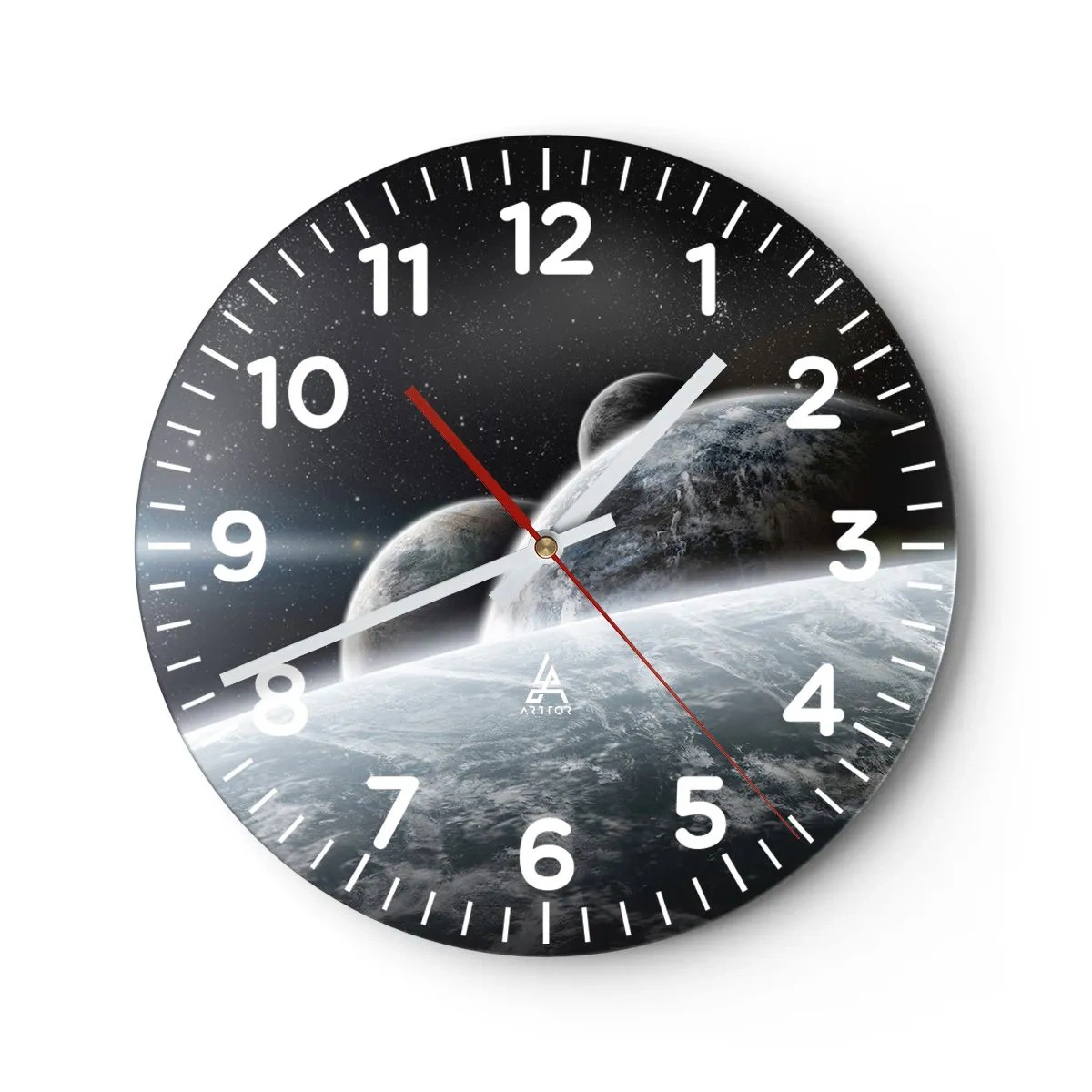 Wall clock - Clock on glass - Space Music of Spheres - 40x40 cm