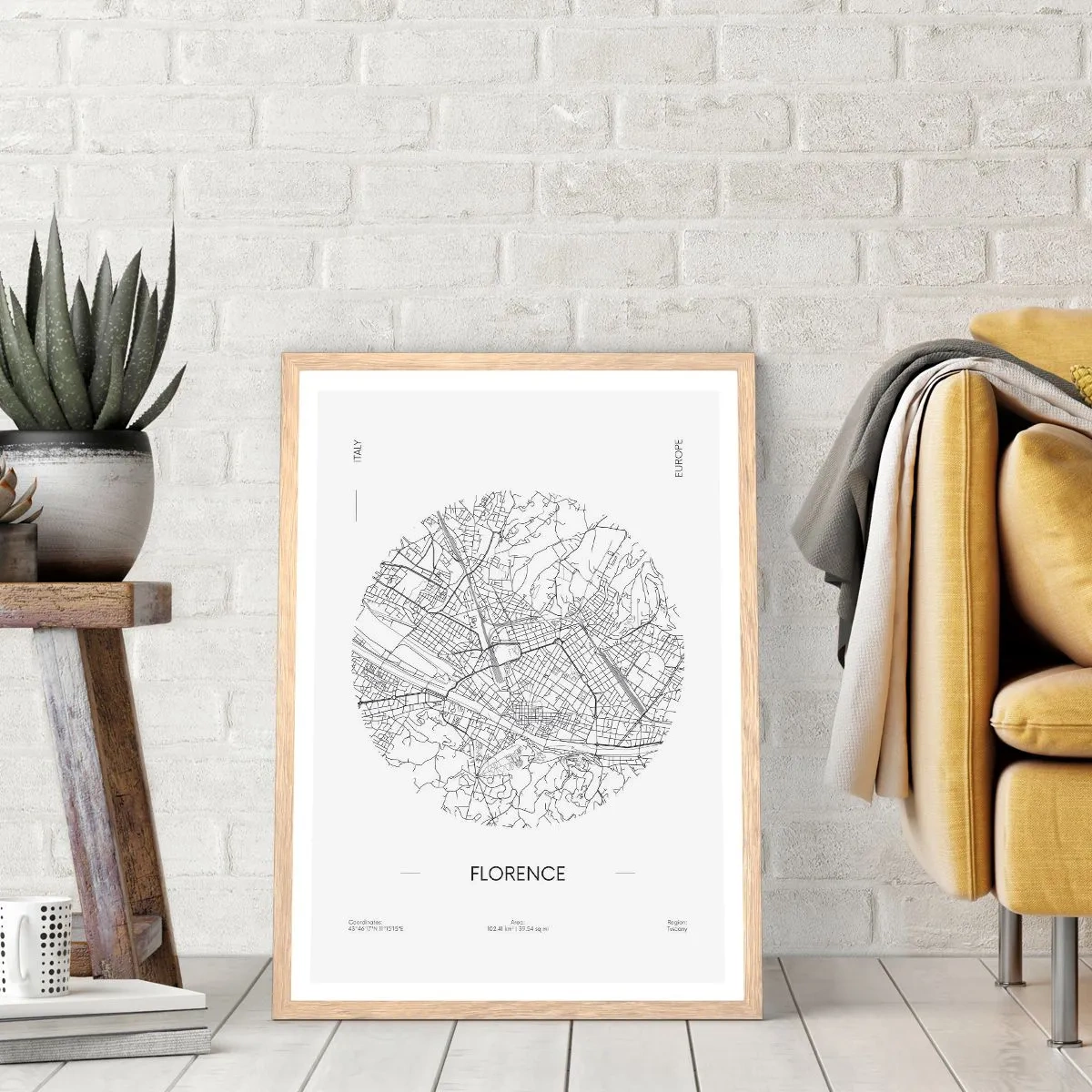 Poster in light oak frame - Anatomy of Florence - 40x50 cm