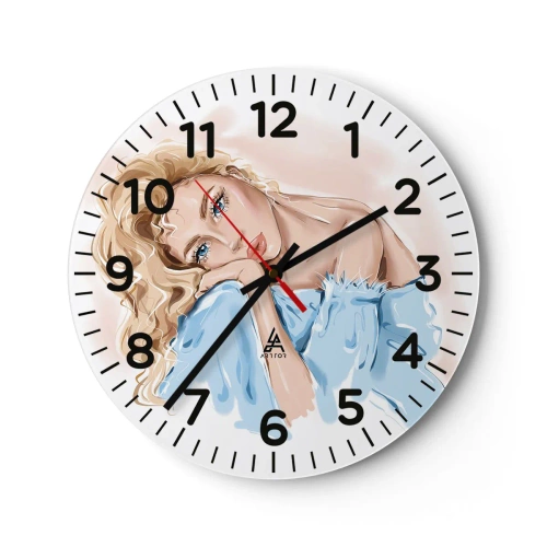 Wall clock - Clock on glass - Dreamy in Blue - 40x40 cm