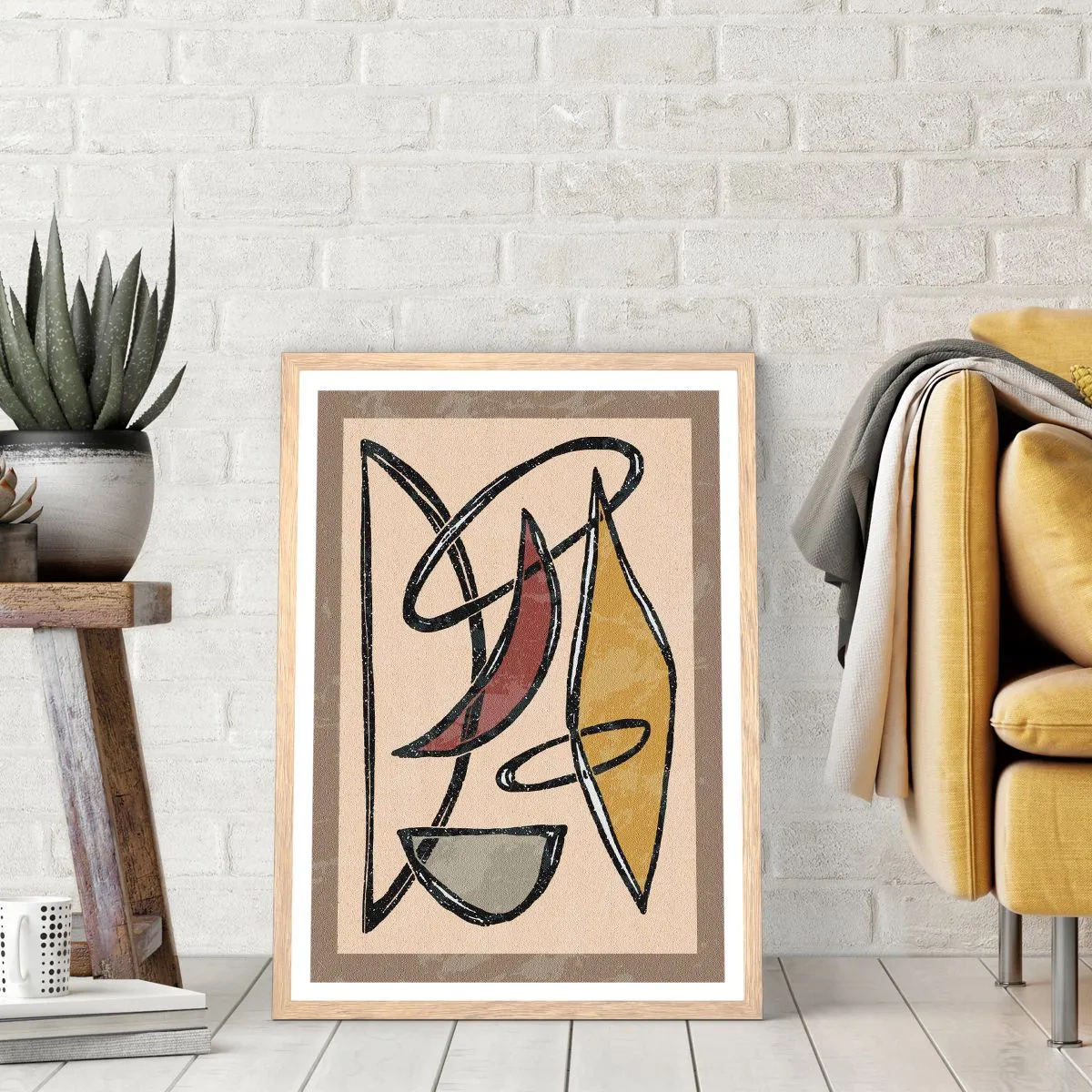 Poster in light oak frame - Composition - Arches and Ovals - 70x100 cm