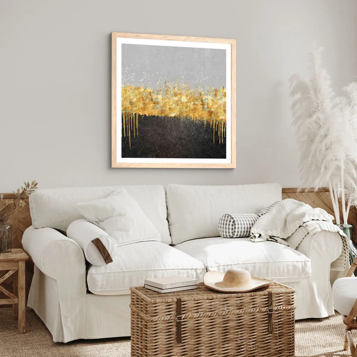 Poster in light oak frame - In and Up - 50x50 cm