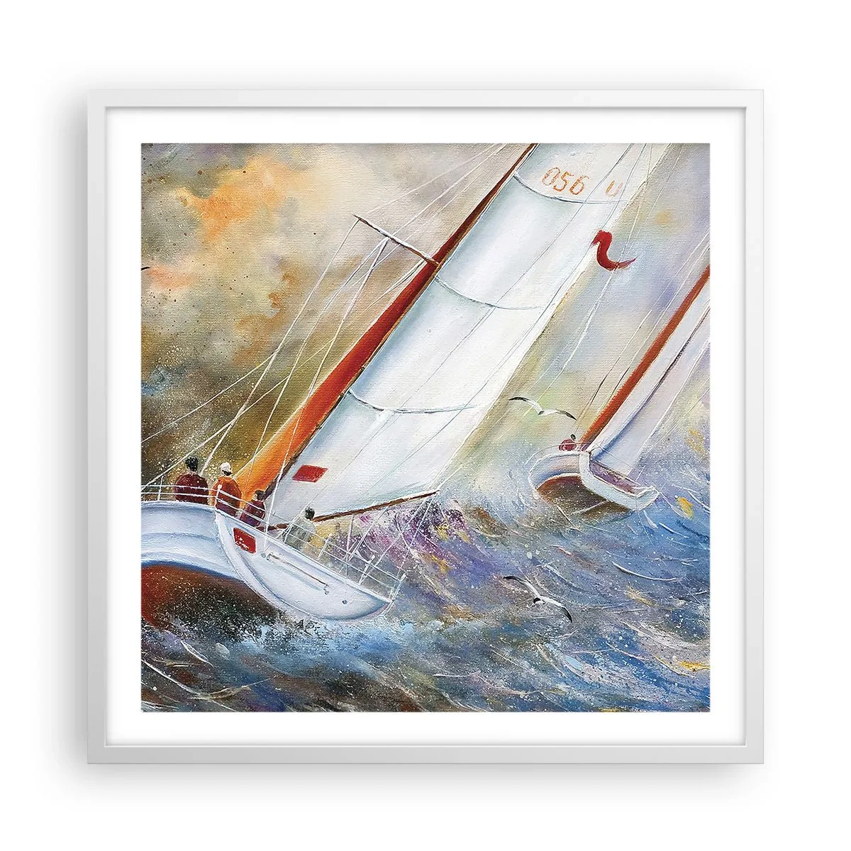 Poster in white frmae - Running on the Waves - 60x60 cm