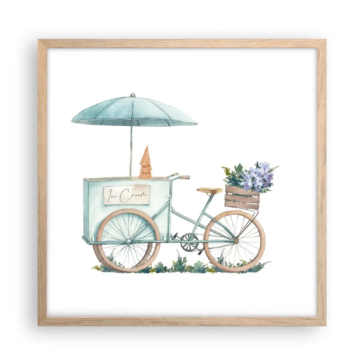 Poster in light oak frame - Sweet Memory of the Summer - 50x50 cm