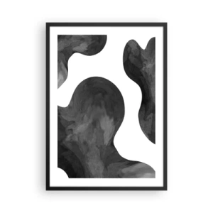 Poster in black frame - Abstract composition in black and white with organic shapes - 50x70cm - Milky Way - Modern wall decoration for the living room and bedroom ARTTOR