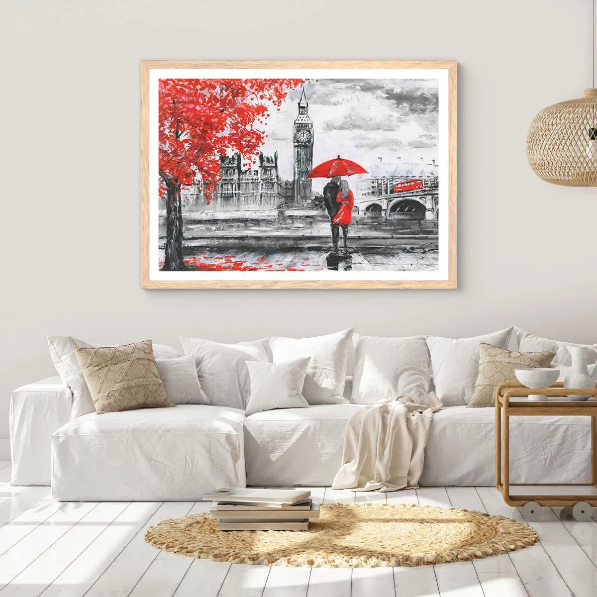 Poster in light oak frame - In Love with London - 91x61 cm