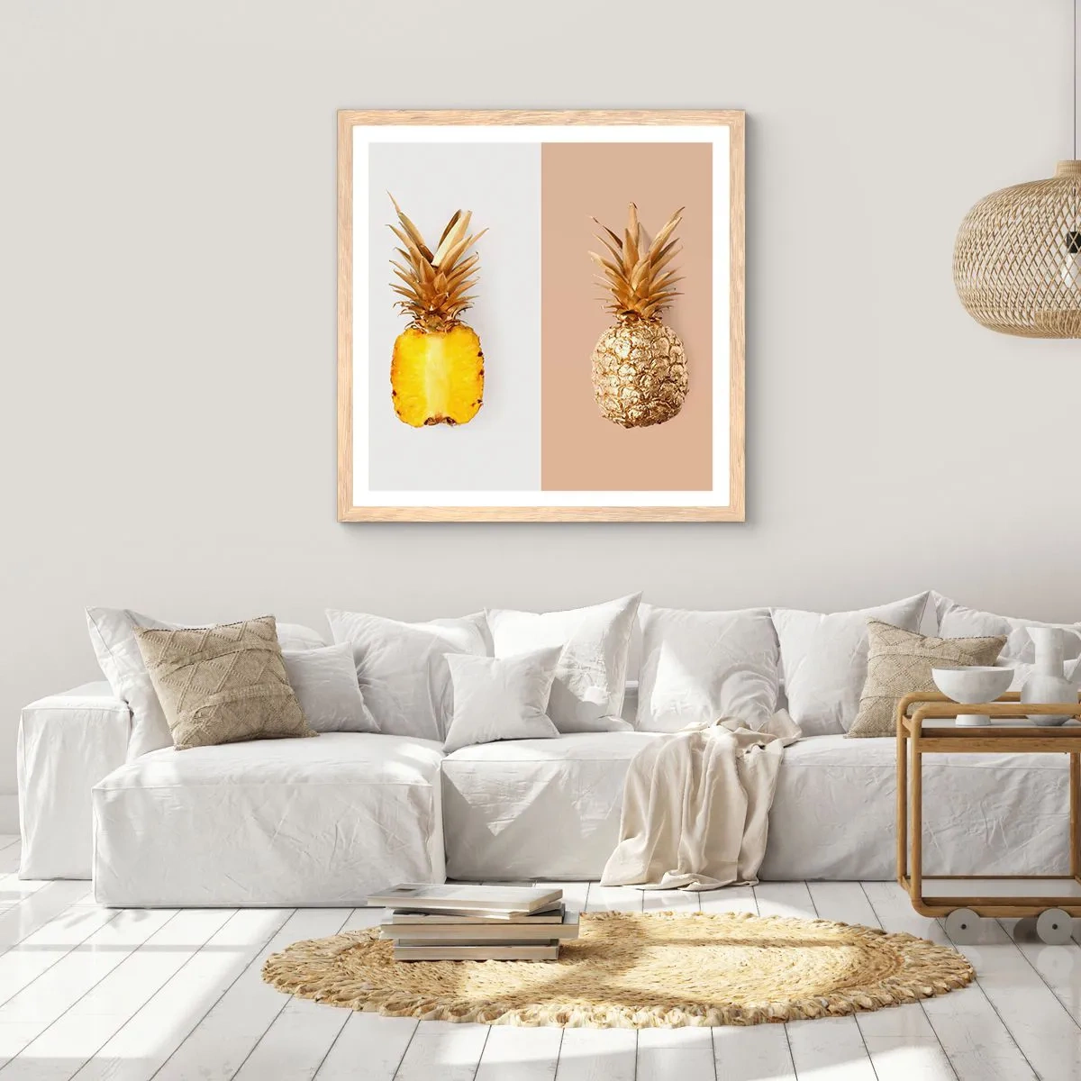 Poster in light oak frame - Pineapple for Us - 60x60 cm