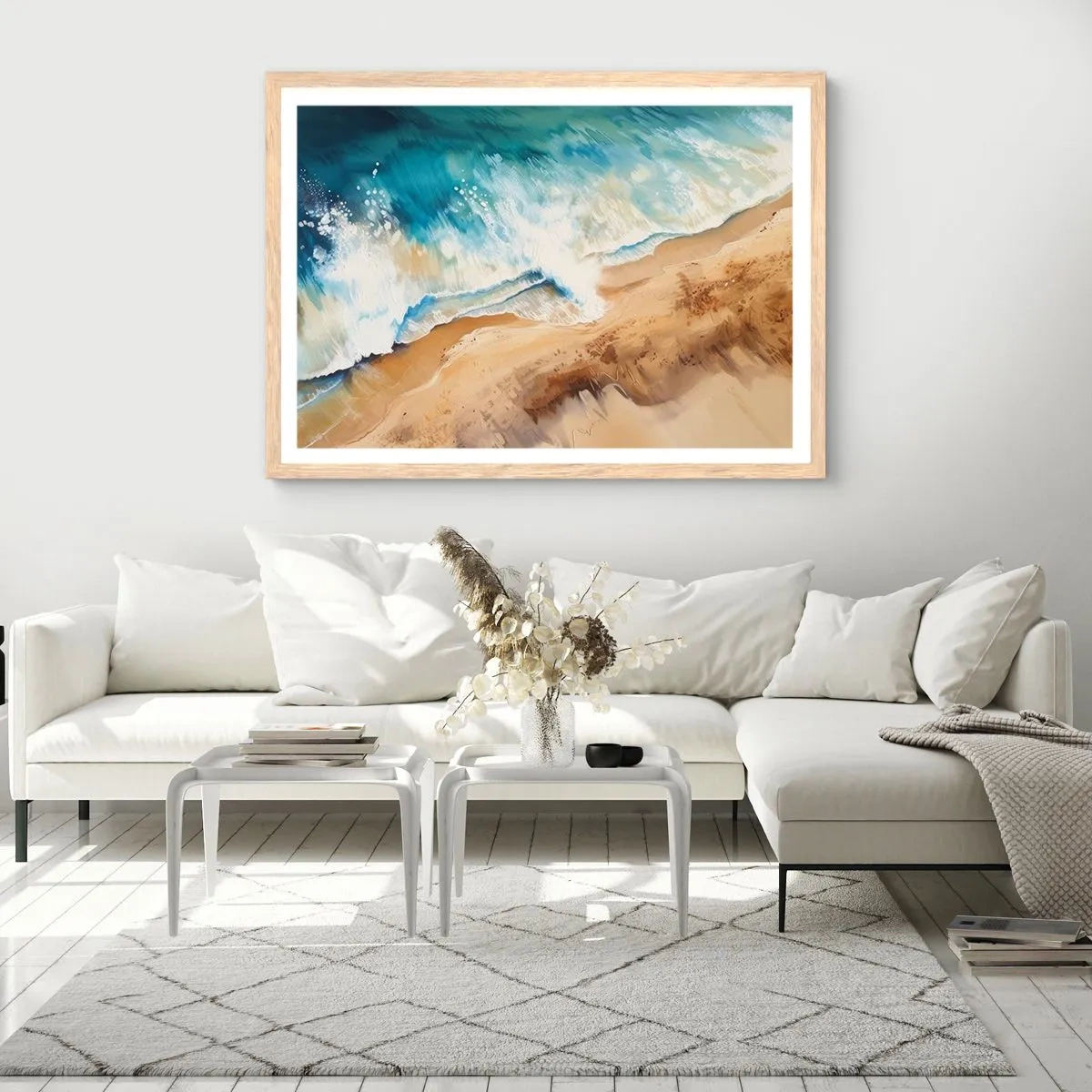 Poster in light oak frame - Returning Wave - 50x40 cm