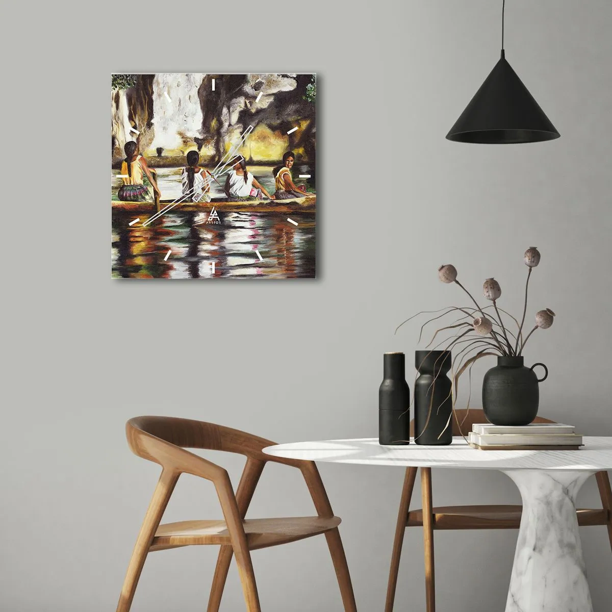 Wall clock - Clock on glass - Polinesian Paradise - 30x30 cm