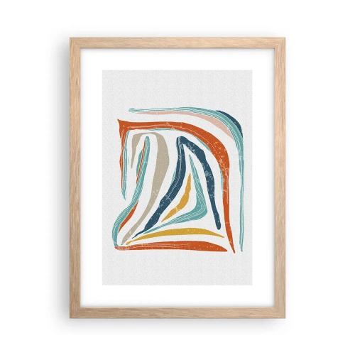 Poster in light oak frame - Abstract with a Friendly Smile - 30x40 cm