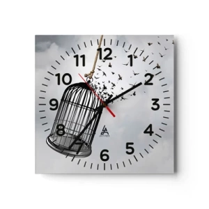 Wall clock - Clock on glass - Faith…Hope…Freedom! - 40x40 cm