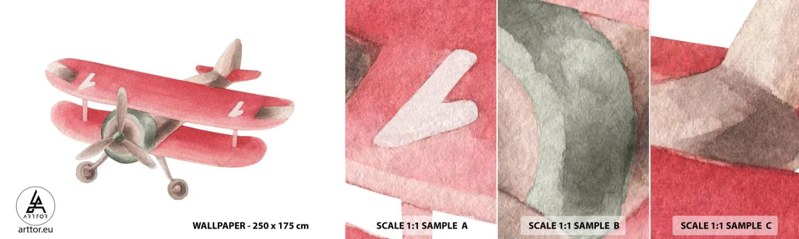 Photo Wallpaper Sample Self-Adhesive Deluxe Sticker - Ready for High Flghts - Plane, Children's, Vintage - 100x30 cm