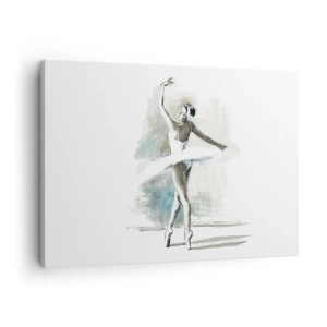 Canvas picture - A ballet dancer in a ballet pose against a background of delicate watercolor tones. - 70x50cm - Enchanted into a Swan - Modern wall decoration for the living room and bedroom ARTTOR