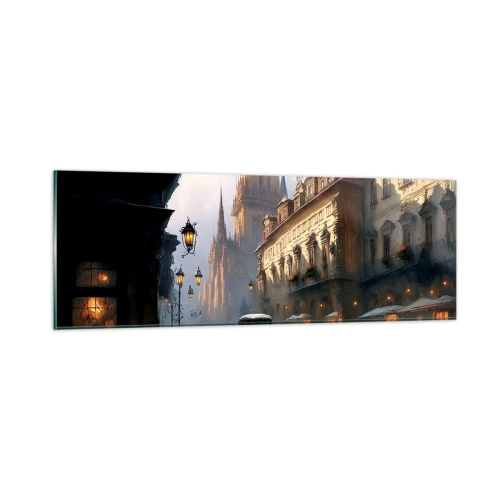Glass picture - Charm of Evening in Prague - 90x30 cm