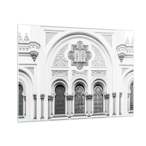 Glass picture - The facade of a historic building with decorative windows and details - 70x50cm - At the Crossroads of Cultures - Modern wall decoration for the living room and bedroom ARTTOR